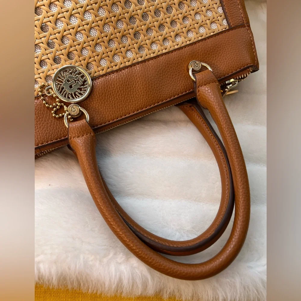 Anne Klein Basket Weave and Leather Satchel - Picture 7 of 9